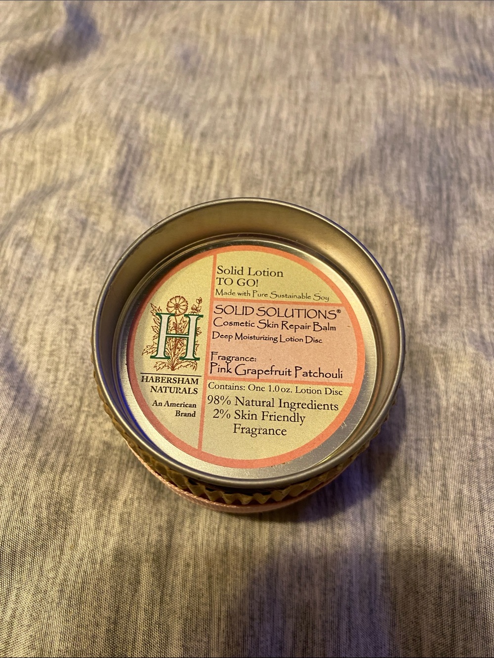 Habersham Naturals Solid Lotion To Go! Skin Repair Balm Grapefruit Patchouli